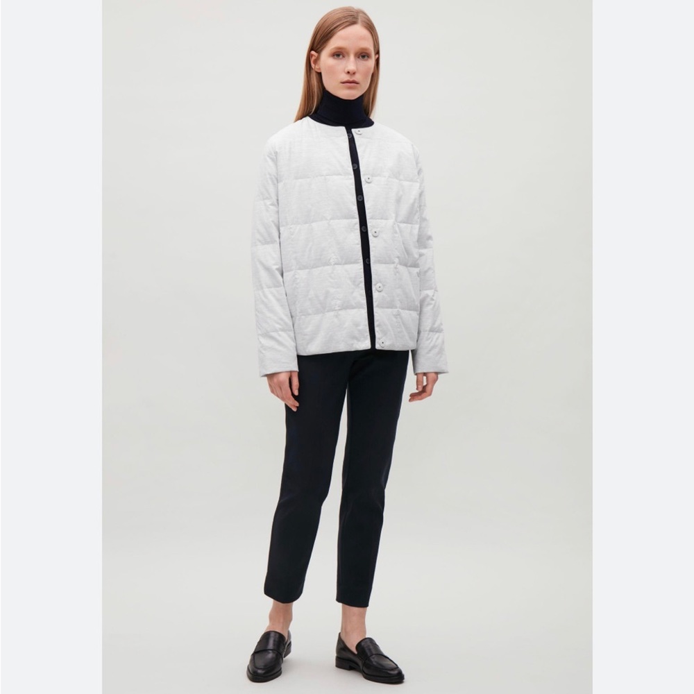 COS Puffer Padded Jacket Duck Down Filled Light Gray Small LIKE NEW